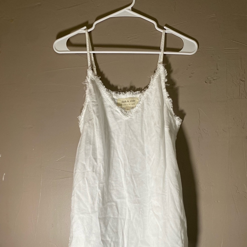 Cloth & Stone White Frayed Tank